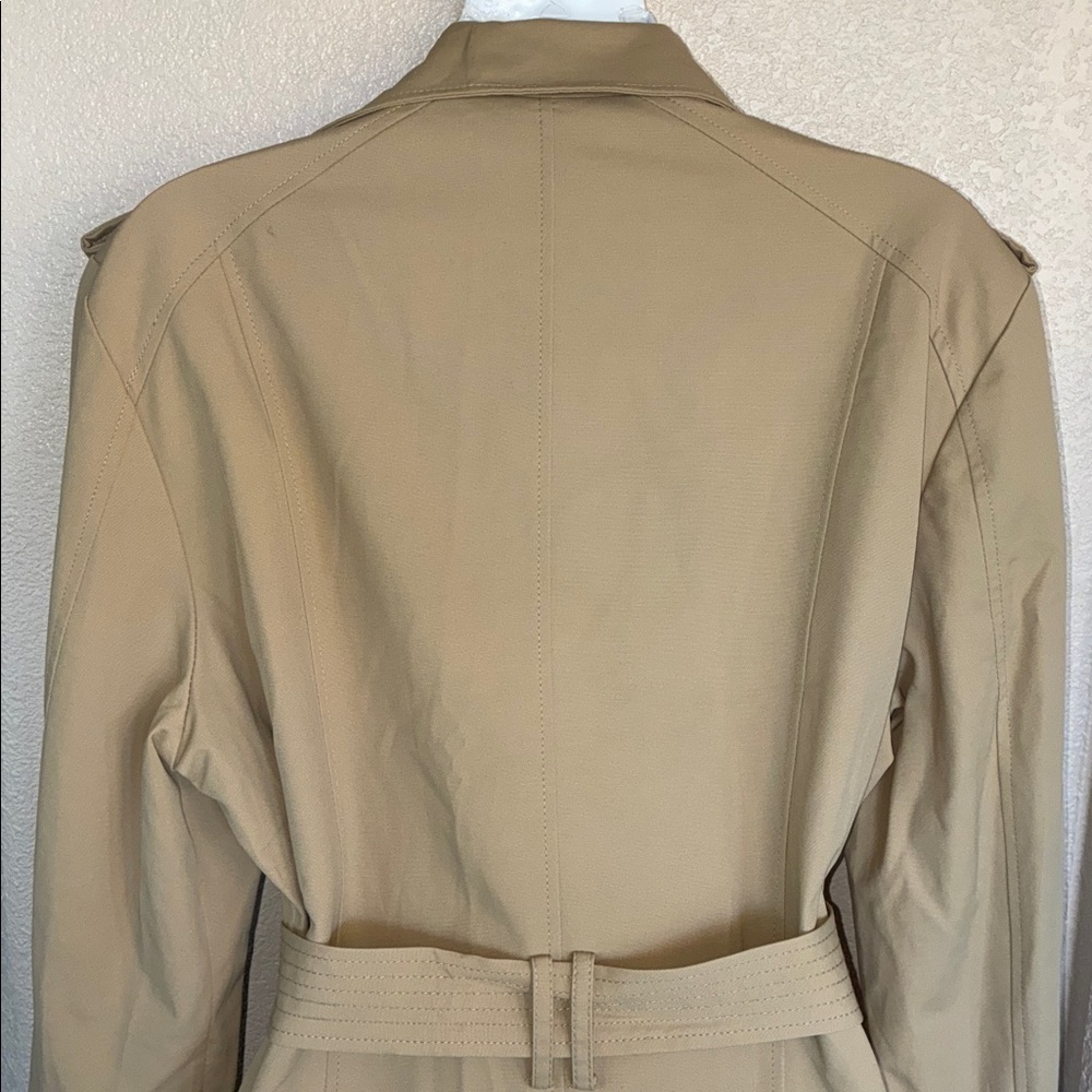 NEW YORK & CO Trench Coat, Women's, XL, Beige, EUC Tortoise shell buttons/buckle - Picture 7 of 16